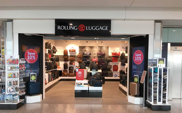 QUAD VISION SUPPLY ROLLING LUGGAGE STORES AT HEATHROW WITH DIGITAL RETAIL SIGNAGE